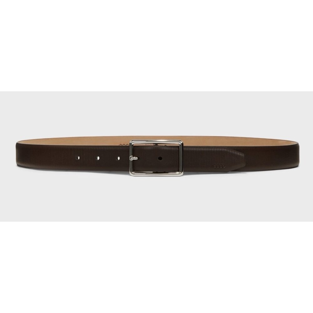 ECCO Men’s Italian Textured Belt Dark Brown Made In Italy 44 L NWT